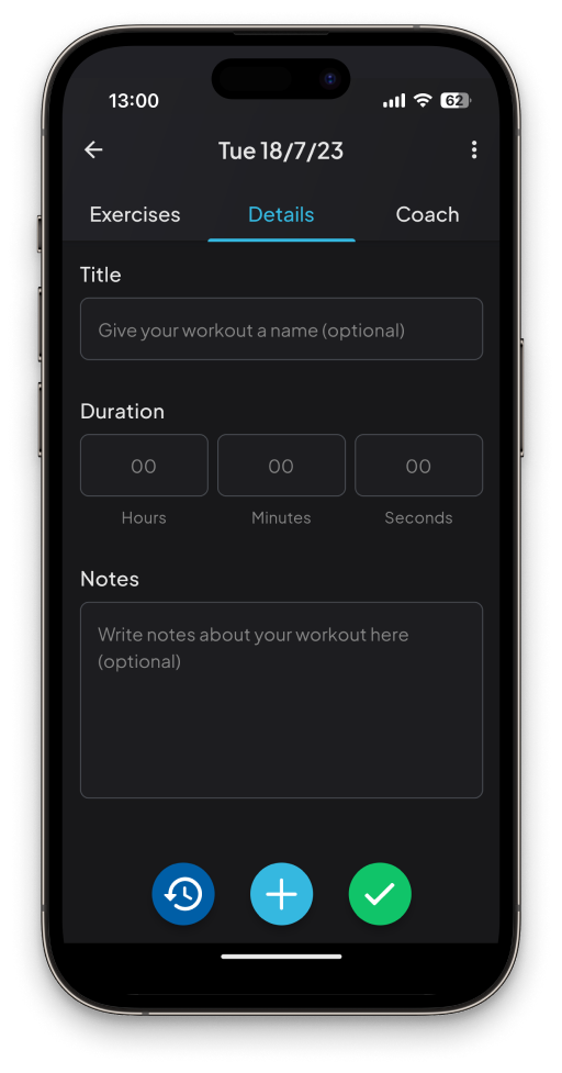 Workout details tab